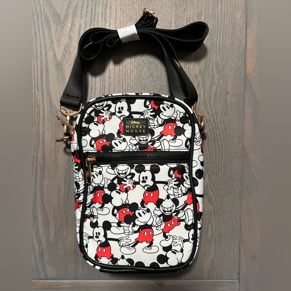 NWOT Disney Mickey Mouse Crossbody w/Guitar Strap, Gold-tone Hardware